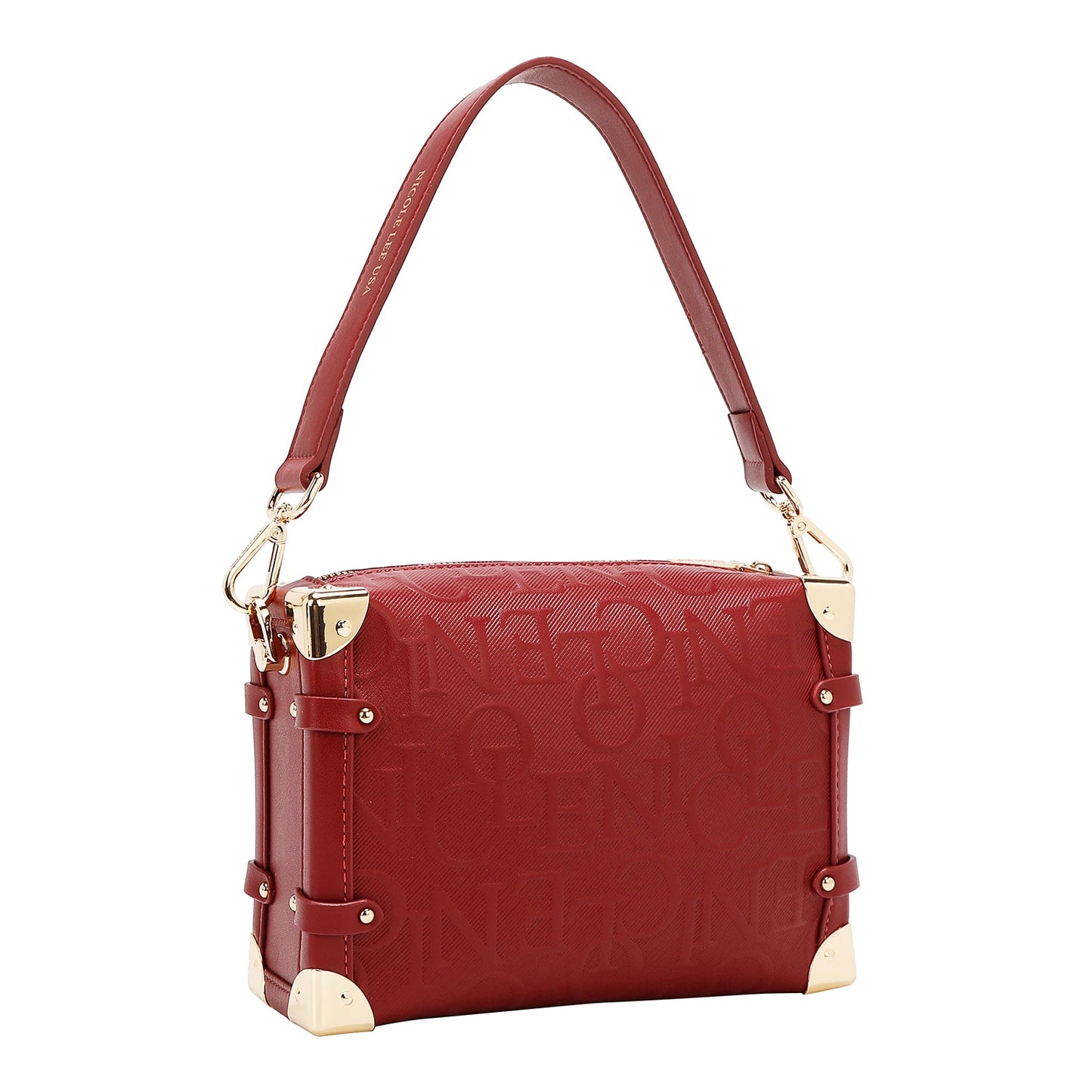 BOLSO DE HOMBRO CUADRADO ELEGANCIA EN RELIEVE (ROJO)-4
