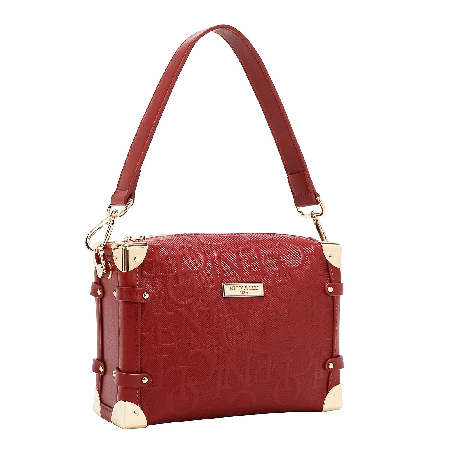BOLSO DE HOMBRO CUADRADO ELEGANCIA EN RELIEVE (ROJO)-2