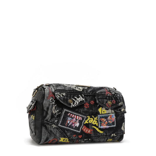 BANDOLERA MENSAJERA DE TELA VAQUERA GRIS-1