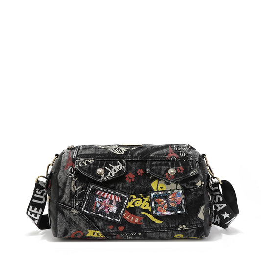 BANDOLERA MENSAJERA DE TELA VAQUERA GRIS-0